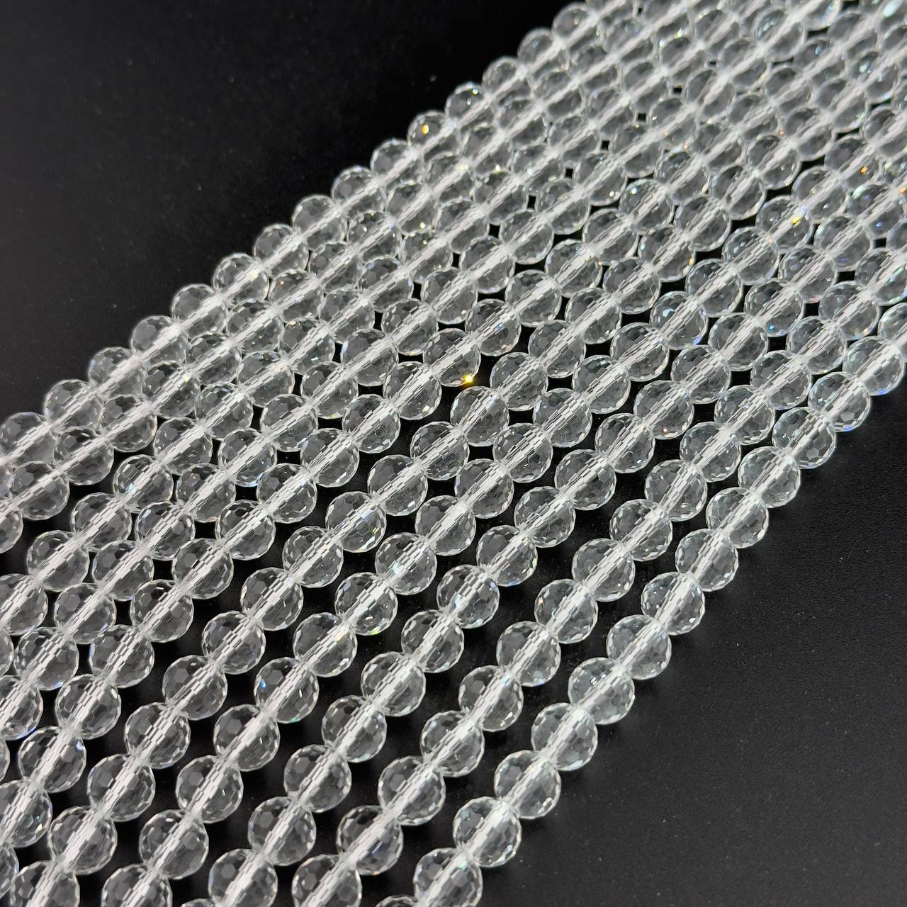 Бусины стеклянные размер 8мм цвет прозрачный 